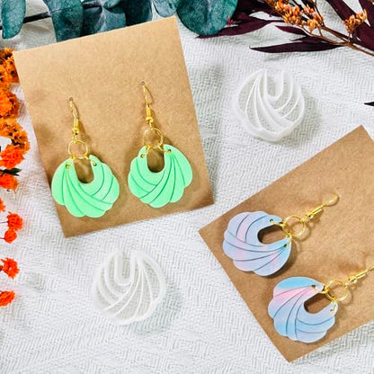 Xaekicr Polymer Clay Cutters – 2PCS Shell Swirl & Abstract Arch Clay Cutters for Polymer Clay Jewelry, Clay Tools and Earring Cutters for DIY Crafts and Earring Kit - color: C color