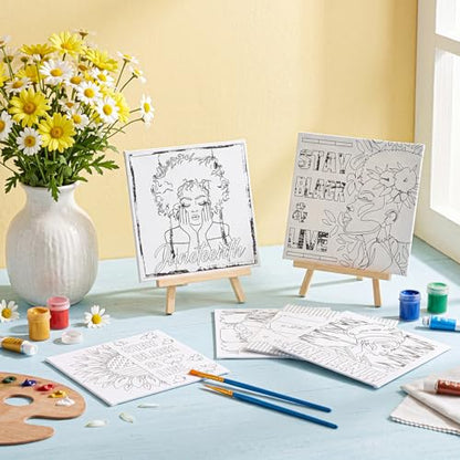 Honoson 6 Pcs 6 Inch Juneteenth Pre Drawn Outline Canvas Paint Kit with Pictures for Adults Paint Party Stretched Canvas for Art Boards Set for Adult Beginner - style: Juneteenth
