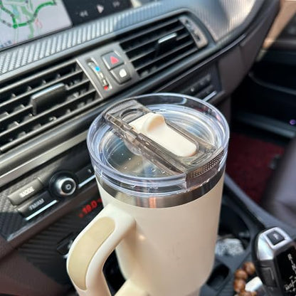 2 Pcs Detachable Flip Straw Lid for Stanley 40oz Quencher ProTour,100% Leak-proof Lid for Stanely 40oz Cup Accessories,Spill Proof and Splash Resistant Tumbler Cover(Black-Purple) - color: Black-Purple