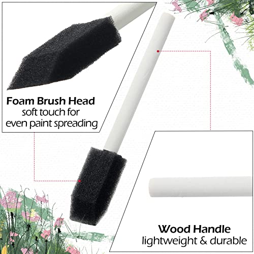 Leinuosen 200 Pack 1inch Black Foam Brush Bulk Sponge Paint Brush with Handle Wood Grip Foam Art Paintbrushes for Paint Crafts Art Acrylics Stains - size: 1 inch
