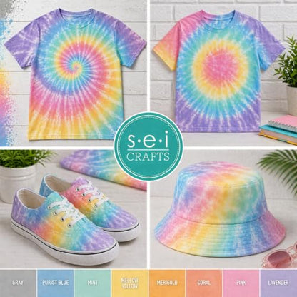 SEI 8 Pack Playful Pastel Tie Dye Spray Kit, Tye Dye Kits for Large Groups, Pre-Mixed Water Based Fabric Dye, Spray Bottle Included, Spray Paint for Clothes - color: Playful Pastel 8 Pack
