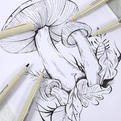 12 Pcs Fineliner Drawing Art Pens Black Waterproof Pigment Ink Set Outlining Archival Quality Markers Thin No Bleed Smooth Supplies for Artists Manga Calligraphy Journaling Illustration