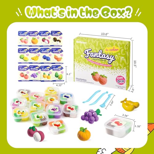 Both idea Air Dry Clay Kit, Food Theme | 12 Packs, Non-Toxic Kids Gift | School & Party: Perfect for classroom art activities, birthday party favors, creative family DIY, and holiday celebrations. - style: Nutrition Planet