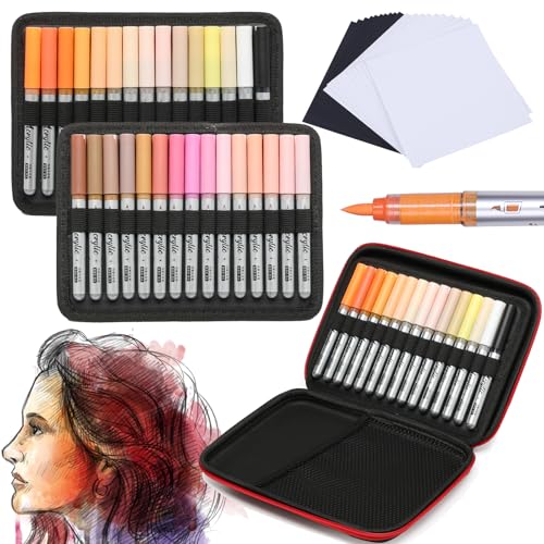 Skin Tone Acrylic Paint Pens,30 Colored Paint Pen Markers,Brush Tip Paint Pens for Adult Painting Art Supplies - color: Skin Tone A