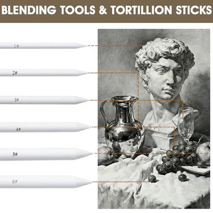 13 Pcs Blending Stumps for Drawing, Portable Lightweight Oil Pastel Blending Tools for Charcoal Graphite Sketch Draw, Reusable Practical Drawing Tools for Artists Beginners