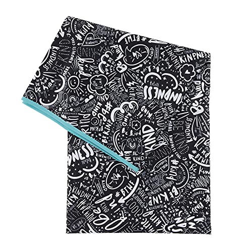 Bumkins Baby Splat Mat for Under High Chair, Babies Toddlers Eating Mess Mat, Waterproof Reusable Cloth for Arts and Crafts, Play Mat for Kids, Floors or Tables 42inx42in, Born This Way Be Kind Black - color: A1 Be Kind