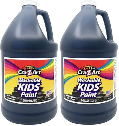 Cra-Z-Art Kids Washable Tempera Poster Paint Non-Toxic Art Supplies - Black - 1 Gallon (Pack of 2) - size: 128 Ounce (Pack of 2)