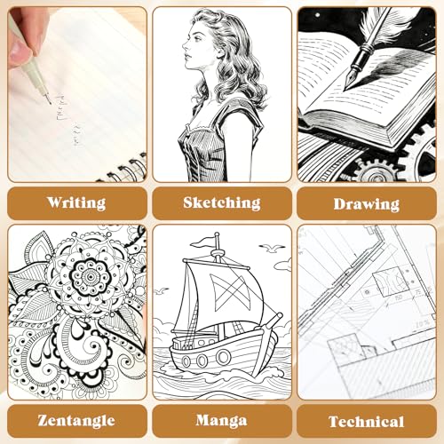 12 Pcs Fineliner Drawing Art Pens Black Waterproof Pigment Ink Set Outlining Archival Quality Markers Thin No Bleed Smooth Supplies for Artists Manga Calligraphy Journaling Illustration