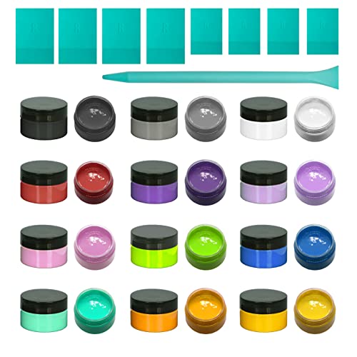 12 Color Chalk Paste and 9 Mini Squeegees Paint for Stencils,Chalk Paste Set for Mush Stencils,Mesh Transfer Furniture DIY Home Decoration - color: 12 colors Jars Chalk Paste