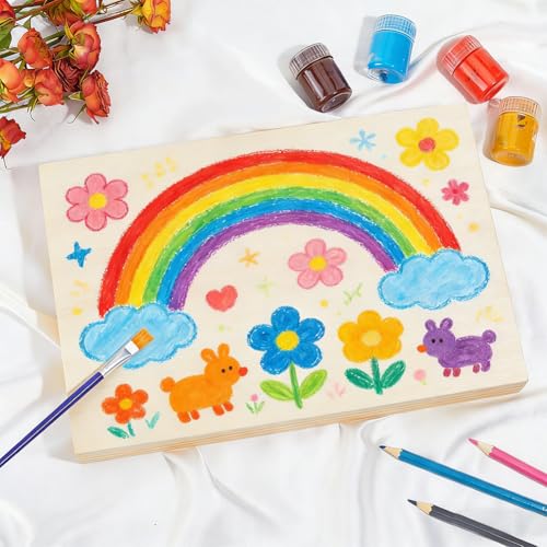 3Pcs Unfinished Wooden Canvas Panels 12x8 Inch Wood Canvas Board Craft Wood Panel Boards for Painting Arts Pouring Use with Oils Acrylic DIY Art Crafts Projects Home Decor - size: 12x8 Inch