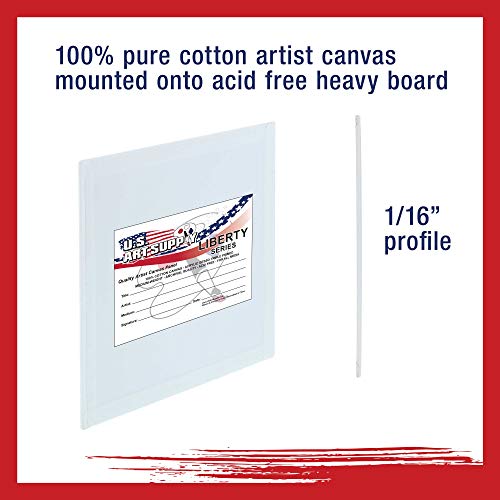 U.S. Art Supply 10 X 10 Inch Art Canvas Board Panels 12 Pack - 8 Ounce Heavyweight Cotton Acid Free Canvases for Painting Acrylics and Watercolor (1 Case of 12 Single Canvas Painting Panels) - size: 10" x 10"