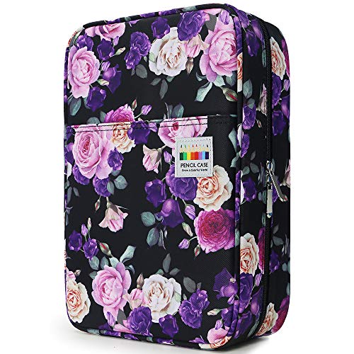 YOUSHARES Big Capacity Colored Pencil Case - 300 Slots large Pen Case Organizer with Multilayer Holder for Prismacolor Colored Pencils & Gel Pen (Purple Pink Rose) - color: Purple Pink Rose