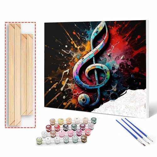 Paint by Numbers for Adults,Music Notation,DIY Acrylic Watercolor Painting by Numbers for Kids Beginners Color Abstract Painting Arts Craft On Canvas Home Wall Decor(16X20 inches DIY Frame) - color: Music-10, size: 16''x20''(DIY Frame)