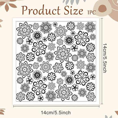 CHGCRAFT Lace Flowers Polymer Clay Texture Sheets Geometric Flowers Silicone Texture Stamp Clay Texture Mat Modeling Pattern Pad Texture Sheets for Jewelry and Clay Earrings Tools, 5.5x5.5 inch - style: Lace Flowers