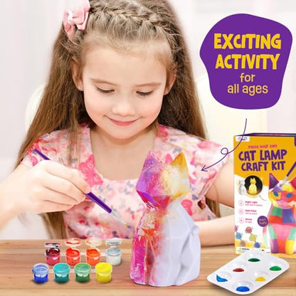 LAOESE Paint Your Own Cat Lamp Kit, Arts and Crafts for Kids Ages 8-12, Art Supplies Painting kit for Kids 6-12, Cat Night Light Toys Girls Boy Birthday Gifts for Kids Ages 3 4 5 6 7 8 9 10 11 12+ - style: Cat