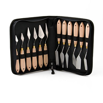 Palette Painting Knife Set 12 Pack with Carrying Case- Stainless Steel Art Paint Knives