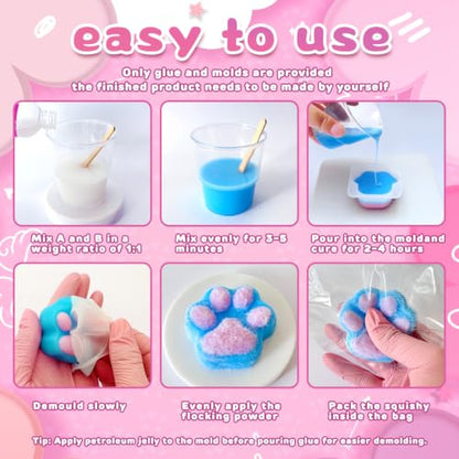 HOOLYUK Taba Toy Squishy Kit, DIY Squishy Making Kit 1:1 AB Liquid Silicone, FuFu Squishy Kit with Mold - Stress Relief Entertainment Gifts for Any Occasion