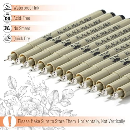 Mr. Pen- 0.3mm Micro Fine Point Pens, 12 Pack, Black Ink, Waterproof | Acid-Free, No-Smear Quick-Dry Fineliner Pens for Drawing, Sketching, Bible Journaling, Outlines & Everyday Writing - color: Black, size: 0.3mm, 12 Pack