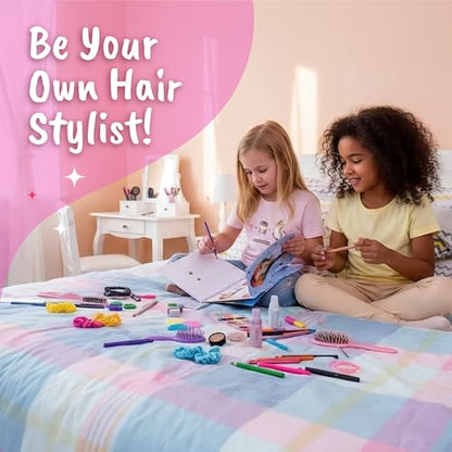 BSCOOL - Drawing, Coloring & Activity Book. Create Hairstyles with Stickers and Guides. Fashion Design Sketchbook for Kids 5 and up. Little Designer Book - Fashion Design for Kids. - color: Hairstyles Design Studio