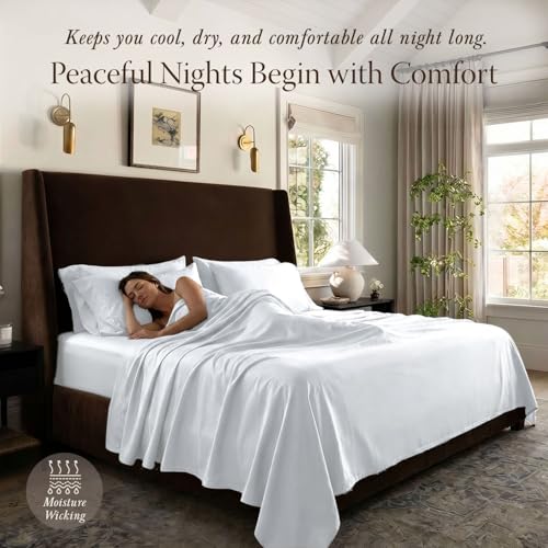 Threadmill Egyptian Cotton Twin XL Sheet Set | 100% Certified Egyptian Cotton Sheets for Twin XL Size Bed | Sateen Twin XL Bed Sheets Set Deep Pocket | Soft Hotel 3-Piece Cooling Sheet Set | White - color: Bright White Solid, size: Twin XL
