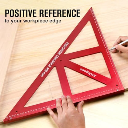 Precision Triangle Square 12inch, Metric & Imperial Scale Framing Square for Precise 90 and 45-Degree Measurement, Aluminum Alloy Architect Ruler for Carpenter - style: 12 inch