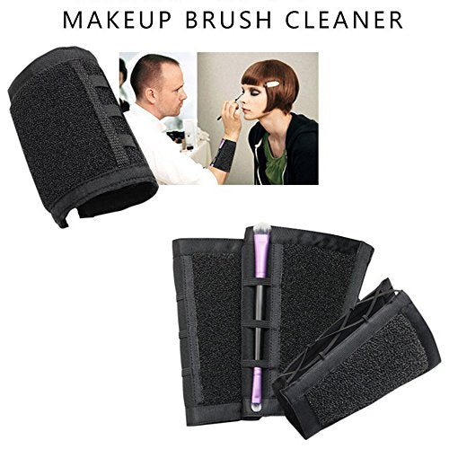 Pinkiou Makeup Remover Color Cleaner Armband Cleaning Arm Sponge Switch For Makeup Brush Color Dedicated Washing Tool - color: black