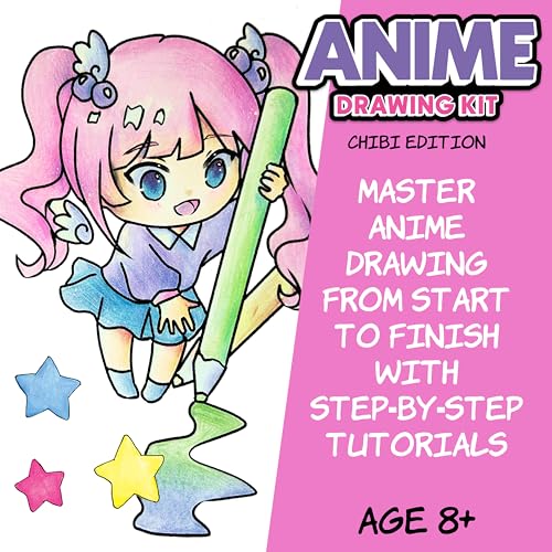 Faber-Castell Anime Drawing Kit: Chibi Edition | Step-by-Step Instruction Book with 20 Practice Pages, Color Pencil Set & Drawing Supplies for Kids, Back to School Supplies (1 Book) - style: Chibi Edition