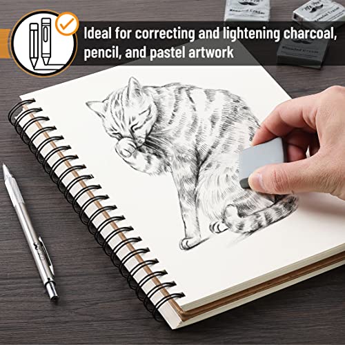 Mr. Pen- Kneaded Erasers, 1.44" x 1.36", 6 Pack, Gray | Soft Moldable Art Erasers for Charcoal, Graphite & Pastel Drawing, Precision Highlighting, Smudge Control
