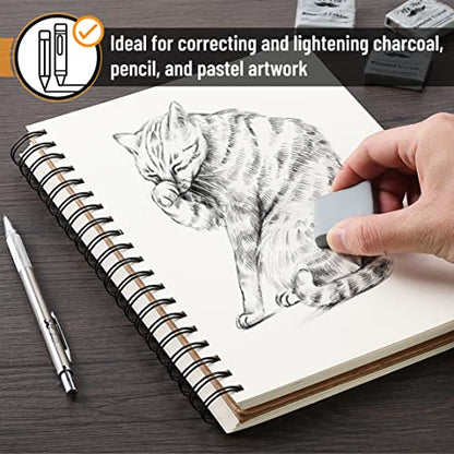 Mr. Pen- Kneaded Erasers, 1.44" x 1.36", 6 Pack, Gray | Soft Moldable Art Erasers for Charcoal, Graphite & Pastel Drawing, Precision Highlighting, Smudge Control