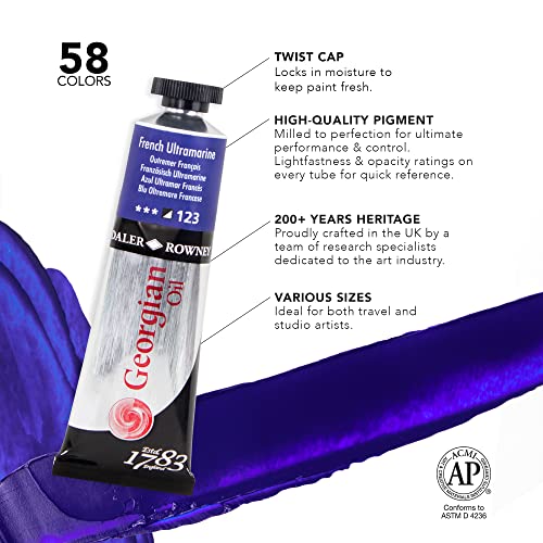 Daler Rowney Georgian Oil Paint Cobalt Violet Hue 38ml Tube - Art Paints for Canvas Paper and More - Oil Painting Supplies for Artists and Students - Artist Oil Paint for Any Skill Set