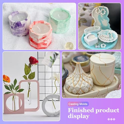 Resin Casting Powder 5000g, 20~30 Minutes Demold, Water Activated Plaster Powder for Craft Casting, Easy Mixing and Self Leveling - size: 5000g