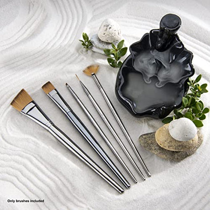 Royal & Langnickel Zen 5pc Standard Handle Brush Set, Includes - Angular, Shader, Script Liner & Fan Brushes Gold