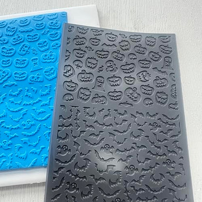 Polymer Clay Texture Mat for Polymer Clay Earrings Making Pumpkin Bats Texture Sheet Impressions DIY Tools for Pottery Earrings Jewelry Making DIY Craft Supply