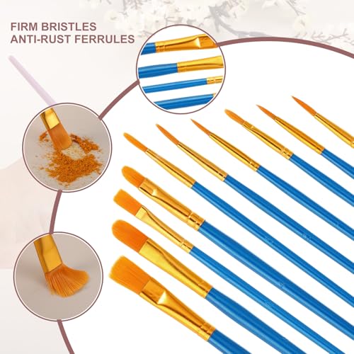 PATIKIL Paint Brushes Set, 100Pcs Acrylic Paint Brush Nylon Hair for Watercolor Oil Painting Miniature Detailing Rock Painting, Dark Blue - color: Dark Blue