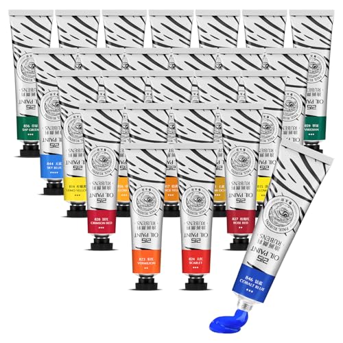 Paul Rubens Oil Paint, 24 Colors*20ml/0.67 oz Tubes, Professional Bright Oil Colors with High Saturation, Creamy Texture, and Consistency, Art Supplies for Artists, Students, Beginners