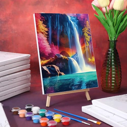 Zhanmai 72 Pcs 12 Sets Sip and Paint Kit Pre Drawn Canvas for Painting 8" x 10" Paint Party Canvas Painting Pre Printed Canvases for Party Favor DIY Virtual Adult's Date Night(Realistic Landscape) - style: Realistic Landscape