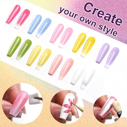 Gradient Painting Gel, 9 Bright Macaron Colors Ombre Gel Nail Polish Spring Summer Soft Pink light Blue for Pigment Pat Nails Aura Nails French Manicure Soak Off UV Fairy Spring Set - color: Fairy Spring set