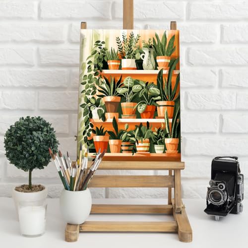 Natuyalo Framed Paint by Numbers Kit for Adults - Potted Plants DIY Adult Paint by Number Kits Green Plants Acrylic Canvas Painting for Adults Beginners Art Crafts with Frame, 12x16 Inch - color: Color-05