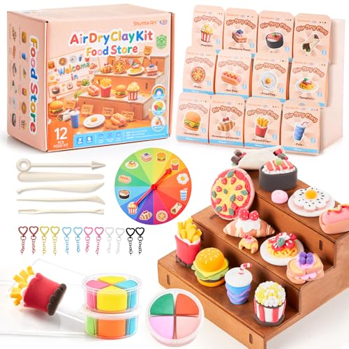 Shuttle Art Air Dry Clay for Kids - Food Store, 21 PCS Modeling Clay Kit with Sculpting Tools and Tutorials, Safe & Non-Sticky, Craft Gifts for Boys & Girls - style: Food Store