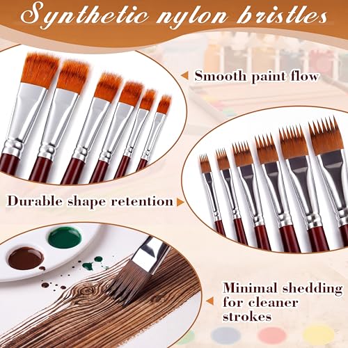 SiliFine 6 Pcs Dual Layer Grainer Brush Set, Texture Flat Comb Paint Brushes for Grass, Fur, Hair, Wood Grain Effect, Synthetic Nylon Painting Tool for Acrylic Watercolor Oil Painting Crafts(Wine Red) - color: Wine Red