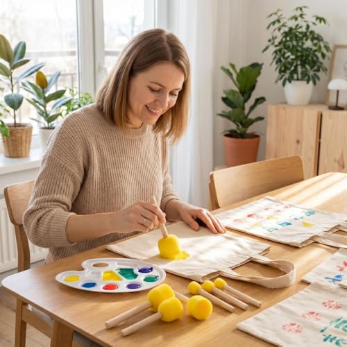 Foam Paint Brushes，Round Sponge Brushes Set for Painting, 30 Pcs 4 Sizes Acrylic Paint Sponges, Arts and Crafts Painting Tools