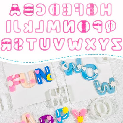 Xaekicr Alphabet Polymer Clay Cutters: 26 Pcs, Letter Designs for Polymer Clay Jewelry,Letter Clay Molds for DIY Custom Clay Earrings - color: M color
