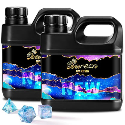 Bsrezn 2000g UV Resin Crystal Clear, Hard Premixed Epoxy Resina UV Glue for Jewelry Making (1000g x 2) - size: 2 kg -1