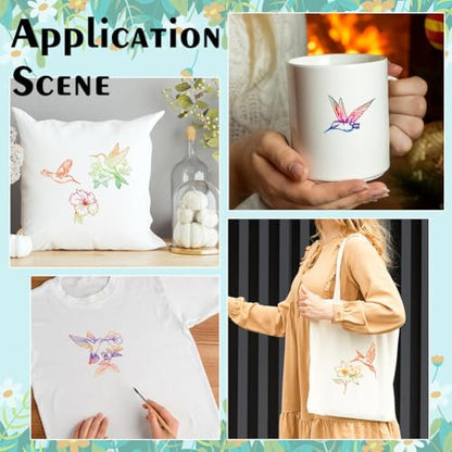 2 Sheets Hummingbird Silkscreen Stencil, Bird Flower Painting Stencils Templates Reusable Self-Adhesive Silk Screen Printing for Wall Border Wood Fabric Home Craft Decor - style: Hummingbird