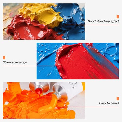 Paul Rubens Oil Paint, 18 Bright Oil Colors Art Supplies with High Saturation, 50ml Large Capacity Tubes, Faster Drying Time with Creamy Texture and Consistency for Artists, Students, Beginners - color: Multicolor-01