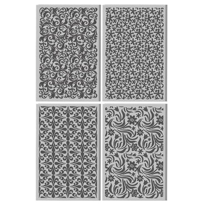 4 Sheets Artistic Retro Patterns Clay Texture Mat Abstract Flowers Polymer Clay Texture Sheets DIY Tools for Pottery Earring Jewelry Making Stamp Engraving Machines, 3.9x2.6inch - color: Abstract Flowers