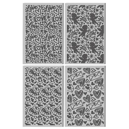 CHGCRAFT 4 Pcs Valentine's Day Polymer Clay Texture Sheet Love and Heart Cupid Mail Rubber Clay Texture Mat for Polymer Clays Making Earrings Jewelry DIY Crafts 3.9x2.6inch - style: Cupid Pattern