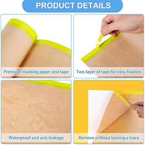 MyLifeUNIT Masking Paper, Automotive Masking Paper Roll with Tape for Painting Protection Covering (1 Rolls, 24 inch x 50 feet) - size: 24 inch x 50 feet