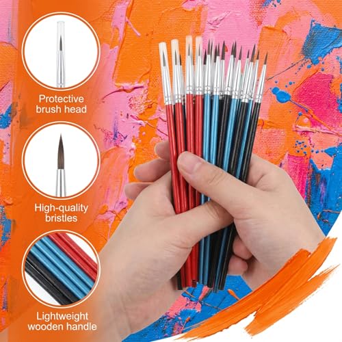 30 Pcs Fine Tip Paint Brush Set, Micro Miniature Paint Brushes (#0, #00, #000) - Tiny Round Liner Brush for Model Figurines, Scale Models, Paint by Numbers, Acrylic, Watercolor, Detailing Crafts