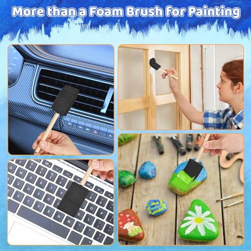 Foam Paint Brushes, 1.6 Inch, 8 Count, Sponge Paint Brush, Foam Brushes for Painting & Staining, Craft & Art Paint Sponges